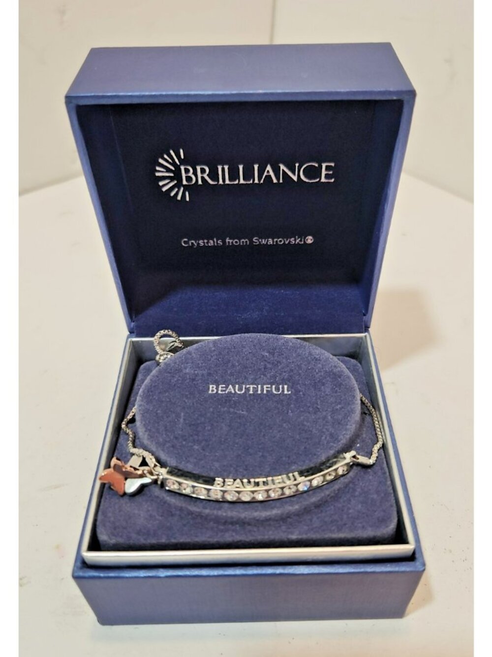 Brilliance Charm Bracelet " Beautiful " with Crystals from Swarovski With In Box